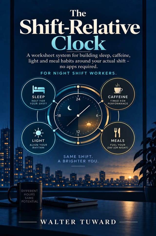Cover of The Shift-Relative Clock: A Worksheet System for Building Sleep, Caffeine, Light, and Meal Habits Around Your Actual Shift — No App Required